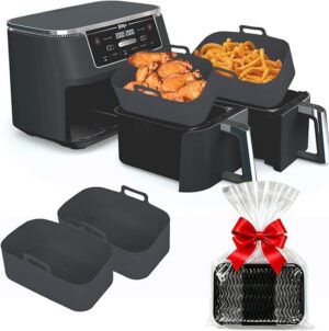 Reusable air fryer silicone liner for oil-free cooking and baking