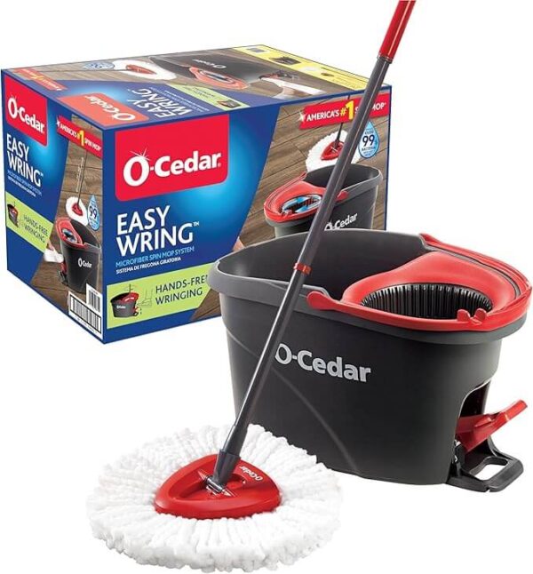O-Cedar spin mop and bucket system for easy floor cleaning