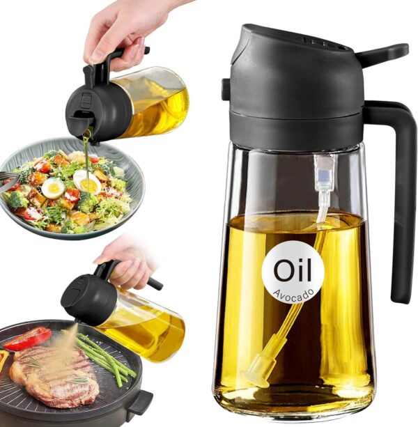 2 in 1 oil sprayer bottle for healthy cooking in kitchen