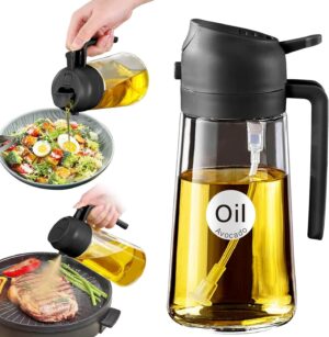 2 in 1 oil sprayer bottle for healthy cooking in kitchen